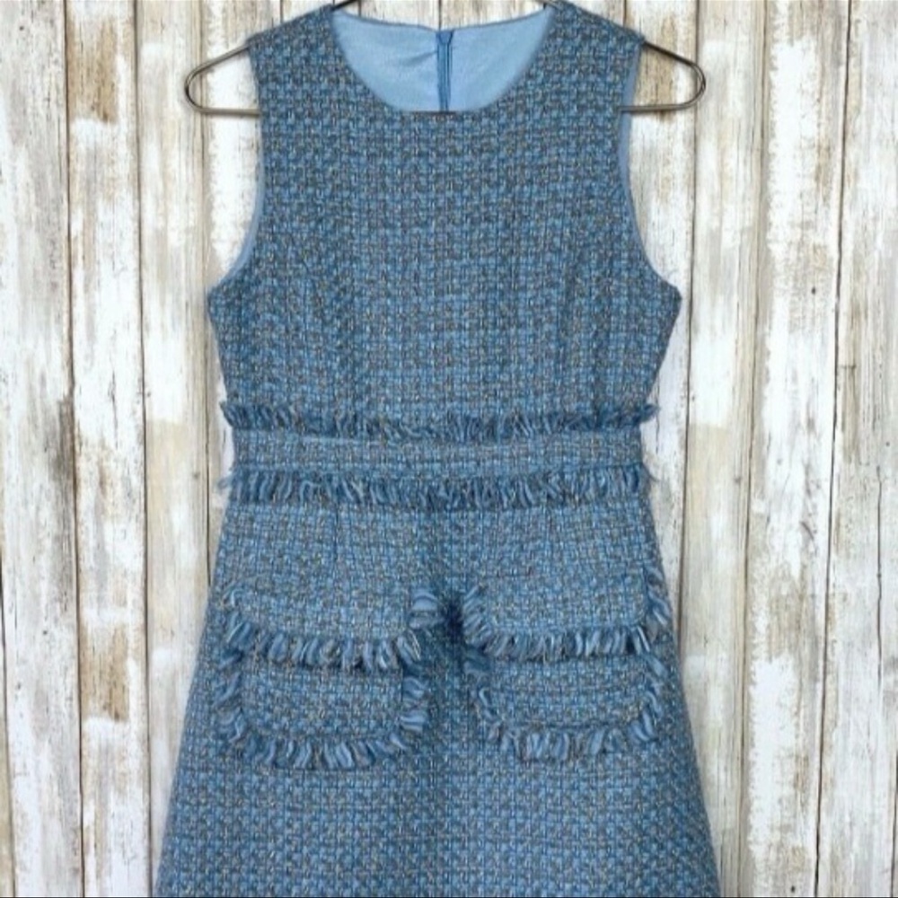 Blue and Gold Tweed Fabric Chanel style Italian dress